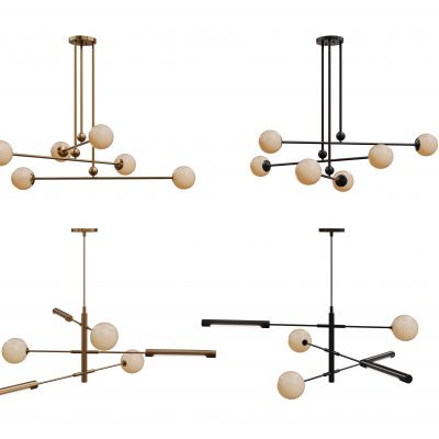 现代球形吊灯 圆形吊灯组合 轻奢艺术灯 金属吊灯