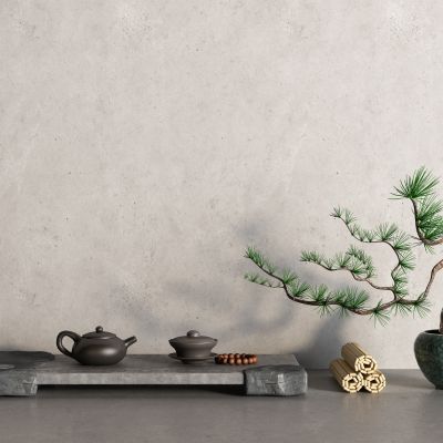 新中式茶具 盆栽 佛珠