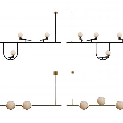 现代球形吊灯 长条吊灯组合 轻奢金属艺术灯 餐厅吊灯