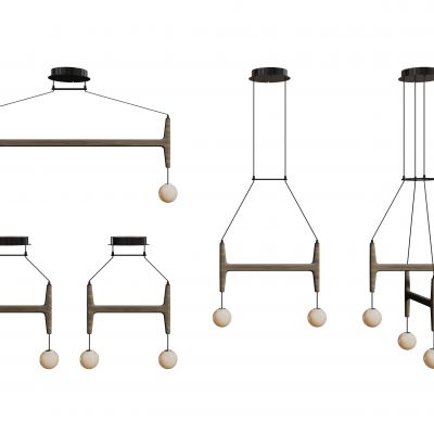 现代球形吊灯 圆形吊灯组合 轻奢艺术灯 金属吊灯