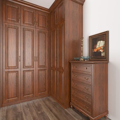 全屋定制 欧式衣帽间 实木 红橡木 小开放漆 