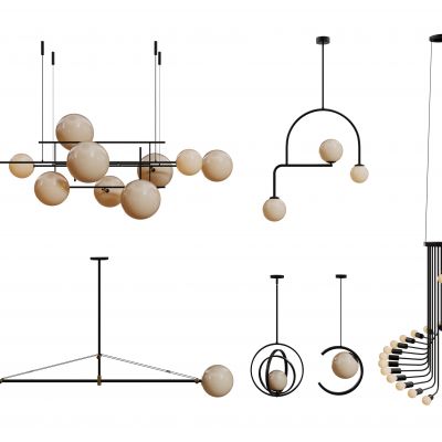 现代球形吊灯 玻璃球吊灯 轻奢艺术灯 金属吊灯 吊灯组合