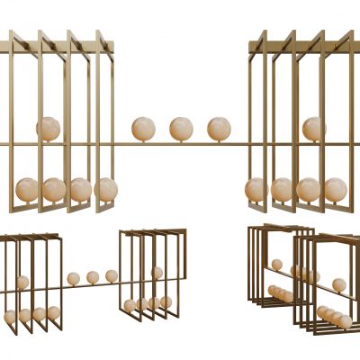 中式金属吊灯 方形吊灯 玻璃球吊灯