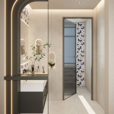 意式 奶油 中古风 铁艺造型 隔断 干湿分离 卫生间