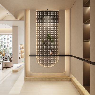 奶油诧寂中古风藤编入户隔断玄关