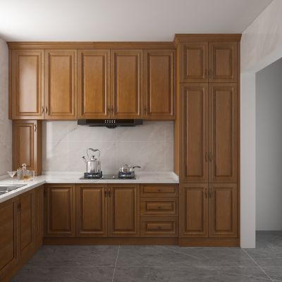 全屋定制 欧式厨房 橱柜 吊柜 实木 红橡木