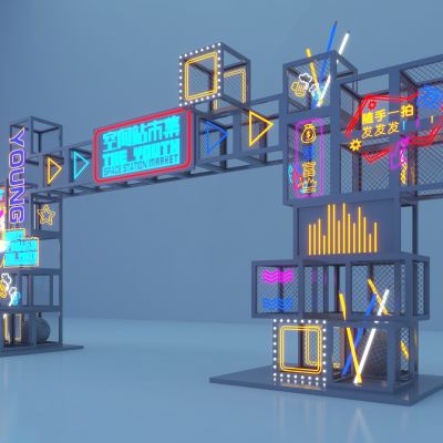 现代霓虹门头美陈