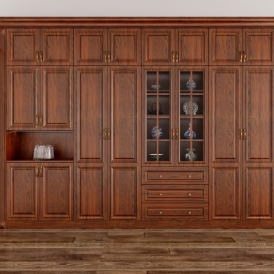 全屋定制 欧式衣帽间 实木 红橡木 开放漆 