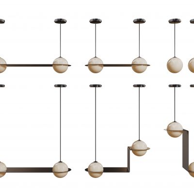 现代球形吊灯 圆形吊灯组合 轻奢艺术灯 金属吊灯