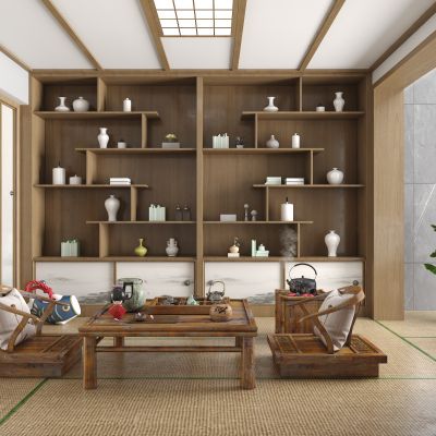 全屋定制 日式榻榻米 实木原木 展示柜 福司玛门