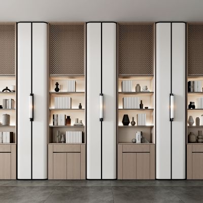 新中式柱子装饰高柜酒店餐馆茶楼书柜