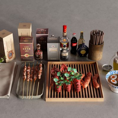 现代酒 五粮液 啤酒 可乐 筷子 牛肉面 龙虾 烤串 纸巾