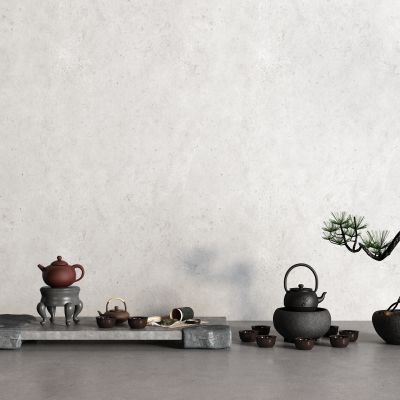 新中式茶具 茶壶 盆栽 茶叶