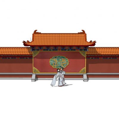 中式景墙照壁影壁墙古建筑牌楼故宫景墙