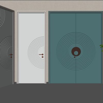 现代门组合双开门单开门混油木门圆形门拉手入户门防盗门