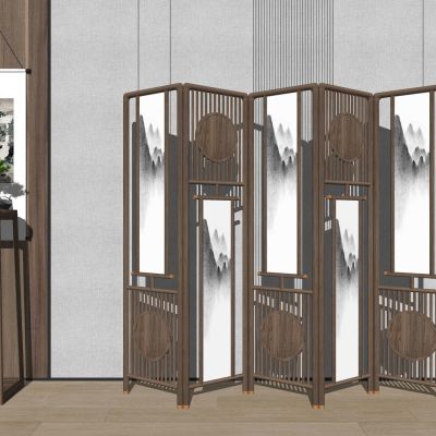中式屏风隔断木格栅实木屏风实木隔断山水屏风