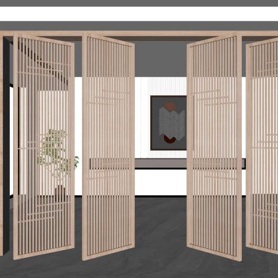 中式屏风隔断木格栅实木屏风