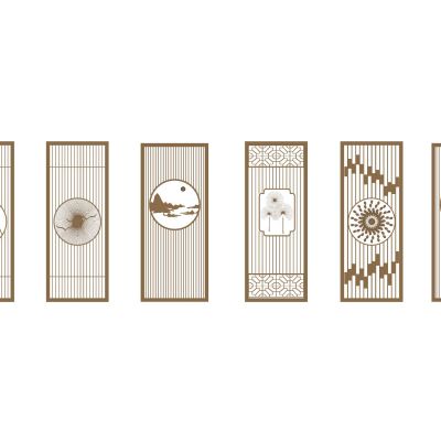 中式屏风隔断实木格栅花窗漏窗隔断月亮洞中式纹样