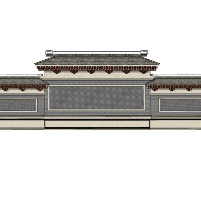 中式景墙照壁影壁墙围墙浮雕苏式景墙马头墙瓦片墙中式纹样雕花砖雕牌楼2