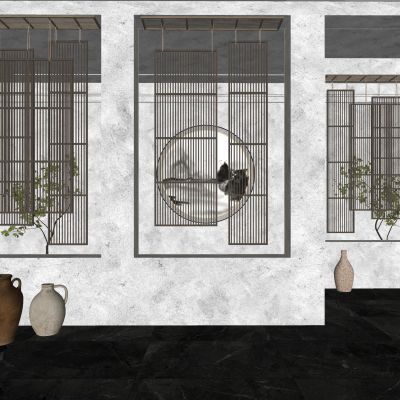 中式屏风隔断木格栅中式纹样漏窗屏风