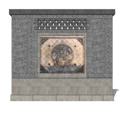 中式景墙照壁影壁墙围墙浮雕苏式景墙马头墙瓦片墙中式纹样雕花砖雕牌楼4