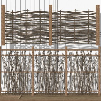 中式竹篱笆围栏护栏隔断木栅栏隔断格栅