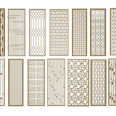 中式屏风隔断木格栅金属屏风中式纹样漏窗屏风