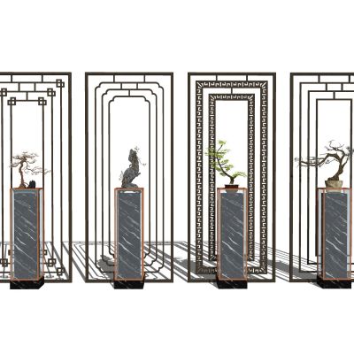 中式屏风隔断木格栅实木屏风中式纹样花窗屏风端景隔断