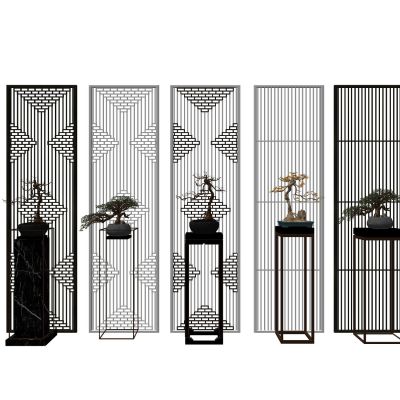 新中式屏风隔断木格栅实木屏风中式纹样花窗屏风端景隔断