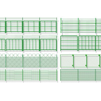 现代铁丝网护栏围栏钢丝网绿色铁网金属网围栏绿色铁艺栅栏