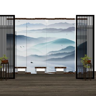 中式屏风隔断木格栅实木屏风漏窗屏风山水屏风