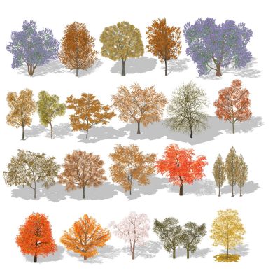 3d景观树色叶树花灌木行道树乔木红枫紫薇樱花银杏玉兰