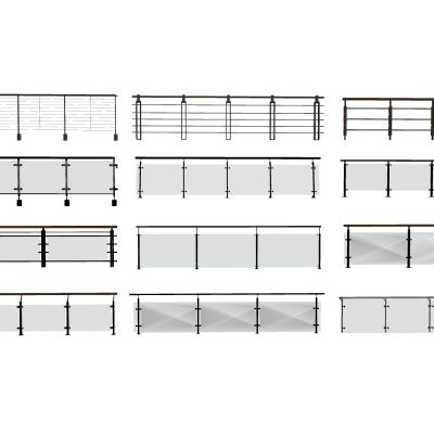 现代玻璃栏杆扶手金属栏杆护栏不锈钢护栏阳台护栏