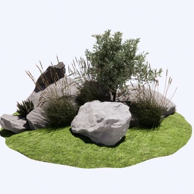 景石自然石山石景观石碎石景观植物景观草