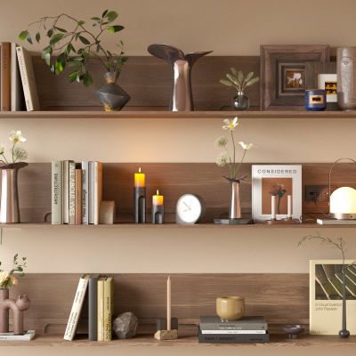 书架 置物架 墙面挂架 书籍杂志 花瓶 雕塑 陶瓷器皿