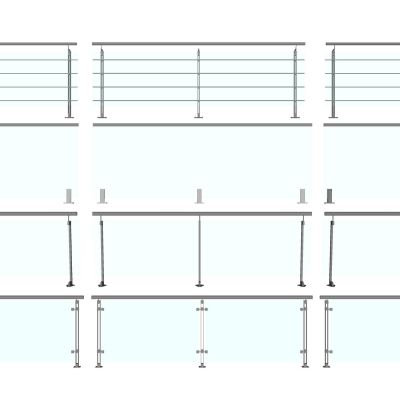 现代玻璃栏杆金属栏杆护栏不锈钢护栏围栏阳台护栏
