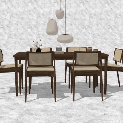 侘寂餐桌椅原木藤编座椅茶桌椅陈设摆件灯具