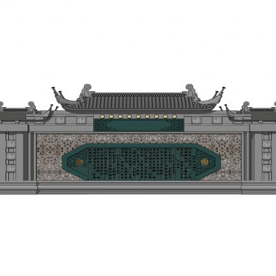 中式景墙照壁影壁墙围墙浮雕马头墙瓦片墙中式纹样雕花砖雕牌楼书法景墙1