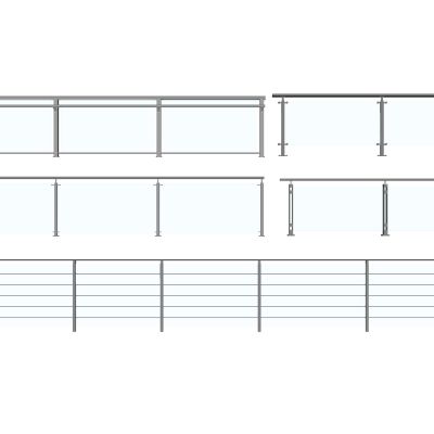 现代简约玻璃栏杆扶手金属栏杆护栏不锈钢护栏阳台护栏