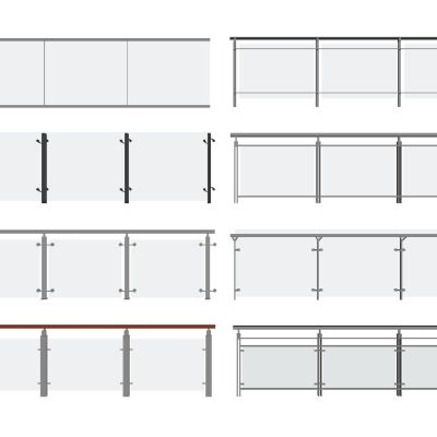 现代玻璃栏杆扶手金属栏杆护栏阳台围栏不锈钢护栏
