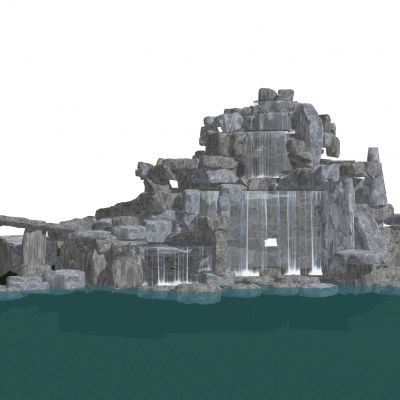 中式假山景石自然石景观石头跌水太湖石