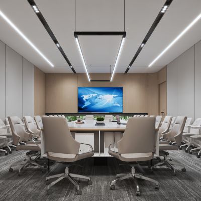 现代会议室  会议桌办公椅