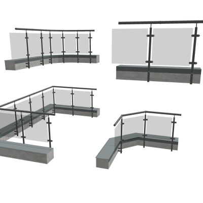 现代玻璃栏杆金属栏杆护栏不锈钢护栏围栏阳台围栏