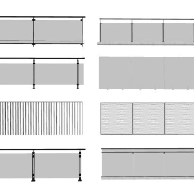 现代玻璃栏杆扶手金属栏杆护栏不锈钢护栏阳台护栏铁网护栏
