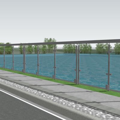 现代围栏护栏玻璃栏杆不锈钢护栏河岸护栏