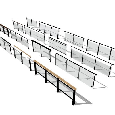 现代玻璃栏杆扶手金属栏杆护栏不锈钢护栏