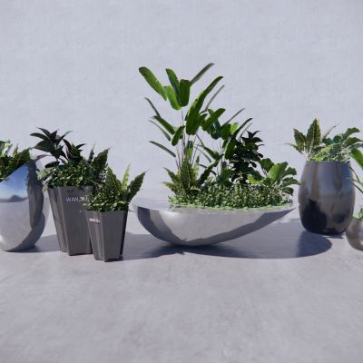 现代植物盆栽花钵花箱种植池商业景观外摆花箱金属花箱热带植物花箱绿植