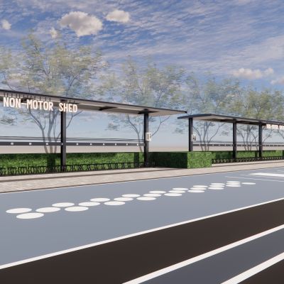 现代自行车棚电动车棚非机动车位充电桩