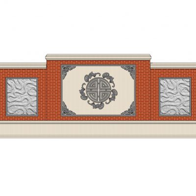中式景墙照壁影壁墙围墙浮雕苏式景墙马头墙瓦片墙中式纹样雕花5