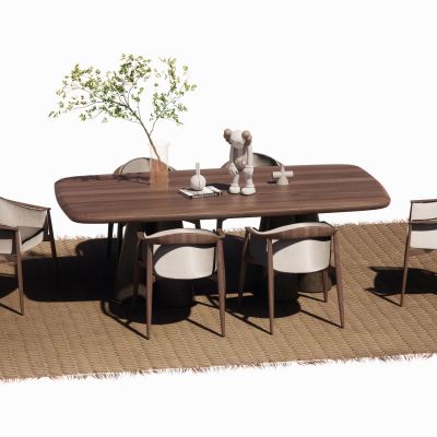 侘寂餐桌椅原木藤编座椅茶桌椅雕塑陈设摆件盆栽